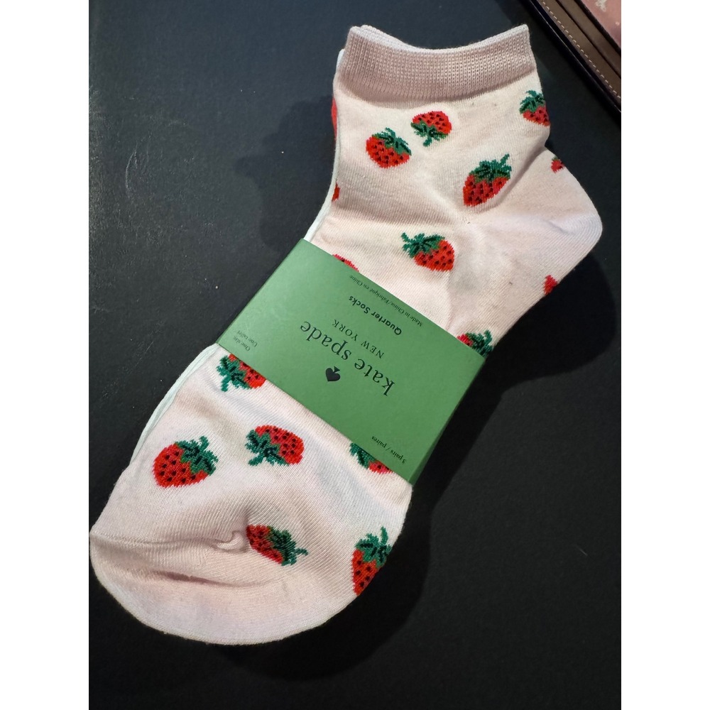kate spade Pink Strawberry Print Ankle Socks